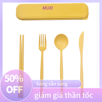 ราคา HOT SALE MUXI ชุดมีดฟางข้าวสาลีแบบพกพา4ชิ้น เซ็ตชุดช้อนส้อมพร้อมกล่องชุดเครื่องใช้บนโต๊ะอาหารสำหรับเดินทางนำกลับมาใช้ใหม่ได้ (20681369783)