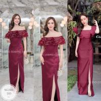 ราคา ชุดเดรสผู้หญิง เดรส ชุดเดรส dress เดรสผู้หญิง ชุดเดรสสวยๆหรู ML269 ชุดเดรสยาวออกงาน เดรสเกาะอก แต่งระบายผ้าแก้วและกระดุม อกสม็อค ใส่ได้ทั้งเปิดไหล่ ปิดไหล่ กระโปรงผ่าหน้า สวยหรูคือ (20144717169)