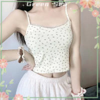 ราคา เสื้อชั้นในสตรีลายดอกไม้ลูกไม้สีเขียวทะเลฤดูร้อนแฟชั่นสีเขียวเสื้อกล้ามหวานแขนกุด (20619399561)