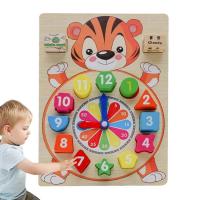 ราคา Clock Puzzle Cute Educational Building Blocks Cartoon Clock Toy Holiday Gift Safe Wood Toy Learning Clock for Number Operation Visual Perception workable (20474863124)