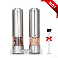 ราคา Electric Salt and Pepper Grinder 12Pcs with Stand LED LightKitchen Spice Grinder ToolsStainless Steel Automatic Pepper Mill (11718469946)