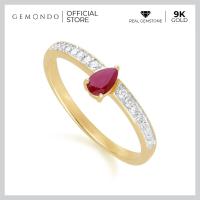 ราคา Gemondo แหวนทองคำ 9K ประดับทับทิม Ruby ทรงหยดน้ำ บ่าข้างเพชร ดีไซน์คลาสสิก แหวนพลอย แหวนทับทิม แหวนอัญมณีแท้ (19427797587)