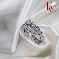 ราคา แหวนเงินแท้ 92 5 ชุบทองคำขาว ฝังเพชร Swiss แหวนกระดูกงู Serpenti Viper (17755617634)