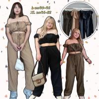 ราคา ชุดเซ็ตสาวอวบ เสื้อครอปสม๊อคเปิดไหล่ กางเกงขายาว ผ้าฝ้ายลินิน น่ารัก สไตล์เกาหลี ใส่สบาย Plussize (17021044297)