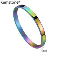 ราคา Kemstone กำไลข้อมือหลากสีสำหรับผู้หญิงผู้ชายกำไลข้อมือเหล็กกล้าไทเทเนียมเงินชุบทองสีฟ้าขนาด4มม 6มม 8มม (20186365758)