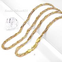 ราคา สร้อยคอเงินแท้ 92 5 Italy ชุบ 3 กษัตริย์ ลาย Snake ตัดเหลี่ยมเงา ไข่ปลาถักเปีย (19760065678)