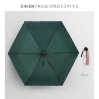 ราคา ร่มกันแดดพกพาขนาดเล็กน้ำหนักเบามากสำหรับผู้หญิงเคลือบทองชมพูร่มพกพาพับห้าร่มกันแดดกลางแจ้ง (19793517839)