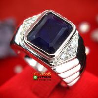 ราคา แหวนไพลิน แหวนเงินแท้ ชุบทองคำขาว พลอยไพลินแท้ YTG 10758 (17442114583)