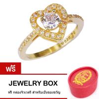 ราคา Tips Gallery แหวนเงินแท้ 925 หุ้มทองคำแท้ 24K ประดับ เพชร CZ Hearts Arrows 1 กะรัต รุ่น Rhythm of Sparkle Heart Design TRS162 ฟรี กล่องดีไซน์สวยน่ารัก (11088954609)