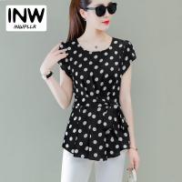ราคา Stock New Arrival Women Chiffon Blouse Korean Polka Dot Shirt Fashion Peplum Tops Casual Short Sleeve Plus Size Blouses Shirts Lady Popular (20899255247)