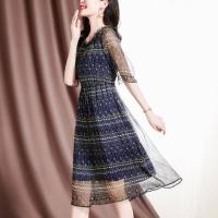ราคา ชุดเดรสไหมเทียมกระโปรงเอวสูงพิมพ์ลายสองชั้นยาวปานกลางสำหรับสตรีฤดูร้อน2023 (17813540608)