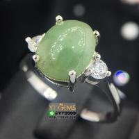 ราคา แหวนหยก แหวนเงินแท้ ชุบทองคำขาว หยกแท้ YTG 9077 (17512378709)