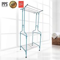 ราคา Asia ราว ราวตากผ้า ราวมีล้อ ทำจากเหล็กทั้งตัว มีตะกร้าด้านล่างเก็บของ สีฟ้า (9585795)