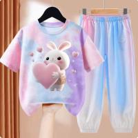 ราคา Sanrio Kuromi ชุดเด็กผู้หญิงเสื้อยืดแขนสั้นแฟชั่นชุดกางเกงสองชิ้นผ้าไหมน้ำแข็ง (20168656233)