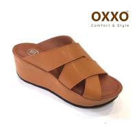 ราคา OXXO รองเท้าแตะ รองเท้าแฟชั่น ทรงสวม ส้นเตารีด ใส่สบาย น้ำหนักเบา ส้นสูง2 5นิ้ว วัสดุหนังพียู SM4132 (19819489977)