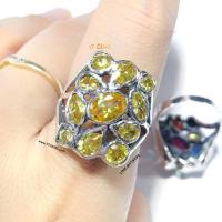 ราคา แหวนบุษราคัม แหวนเงินแท้ รมดำ พลอยบุษราคัม CZ YTG 11305 (9852656604)