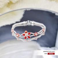 ราคา สร้อยข้อมือเงินแท้ 92 5 งานลงยา ลายดอกไม้ งานทำมือ TS0062 (20401557188)