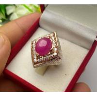 ราคา แหวนทับทิม ล้อมเพชร แหวนเงินแท้ 92 5 สองกษัตริย์ ประดับ พลอยทับทิมแท้ P33 (9261006061)