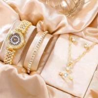 ราคา 6PCS Set Luxury Watch Women Ring Necklace Earrings Rhinestone Fashion Wristwatch Female Casual Ladies Watches Bracelet Set Clock (19981969056)