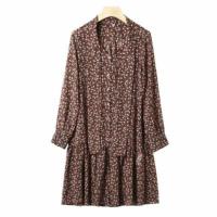 ราคา Uniqlo ชุดชุดเดรสริบบิ้นแขนยาวพิมพ์ลายโบว์ผ้าชีฟองสีดำชุดนางฟ้า E447214 446157 (17651948689)