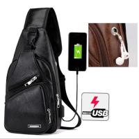 ราคา กระเป๋าสะพายไหล่ผู้ชาย Messenger ถุงผ้าใบกระเป๋าหน้าอกชาร์จ USB (21115831175)