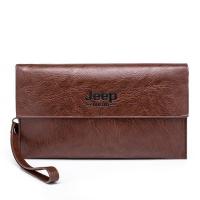 ราคา Mens Soft Leather Wallet Long Wallet Young Mens Business Style Wrist Clutch Bag Horizontal Zipper Clutch Bag OCT (20657351446)