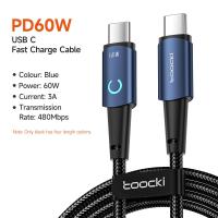 ราคา สาย USB LED Toocki 100W 60W LED สายชาร์จเร็ว USB C ข้อมูล Type C สายสำหรับ Huawei P50 Xiaomi POCO X3 Samsung S22 (20130549350)