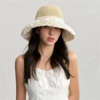 ราคา หมวกฟางลูกไม้ลายดอกไม้มุกหวานสไตล์ญี่ปุ่นหมวกกันแดดกันแดดหมวกทรงแบน (19868103703)