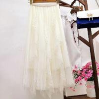 ราคา Womens long skirt Spring and autumn pleated skirt Womens printed gauze skirt Womens daily casual fashion holiday high waist skirt (9379667057)