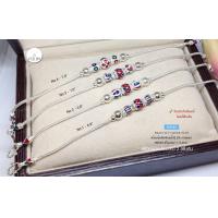 ราคา สร้อยข้อมือเงินแท้92 5 ลายสี่เสา สลับเม็ดปะคำลงยา หนัก 2 สลึงตัน มีหลาย size ให้เลือก เรือนเงินแท้ (14004258347)