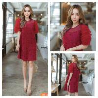 ราคา Christmas Red Dress S M L XL เดรสสีแดง คริสต์มาส เดรสออกงาน ดอก 3D เดรสสั้น แขนระบายชั้นๆ ชุดงานแต่ง สวนดอกไม้ (20579291614)