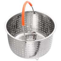 ราคา Stainless Steel Steamer Basket Pressure Cooker with Silicone Covered Handle Sturdy Steamer Basket (20938465289)