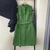 ราคา ZANZEA ชุดเดรสแขนกุดสำหรับสตรีชุดเดรสแขนกุดทรงหลวมแต่งกระดุมแฟชั่นใหม่สำหรับคอปกแบบลำลองฤดูร้อน 3 (20816362028)