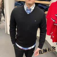 ราคา Ommy Hilfiger เสื้อสเวตเตอร์ถักฤดูใบไม้ร่วงและฤดูหนาวผู้ชาย Tommy Tommyเสื้อกันหนาวแขนยาวอเนกประสงค์แขนยาวคอวีเสื้อถักส่วนล่างลำลองใหม่ (20701594751)