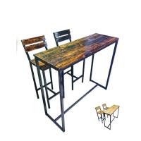 ราคา โต๊ะบาร์ โต๊ะกาแฟ พร้อมเก้าอี้2ตัว สุดหรู loft style ทรงสูง ไม้ยางพาราประสาน Bar table with 2 chairs (20960496872)
