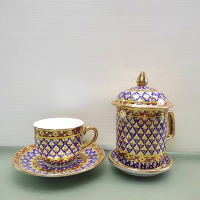 ราคา ชุดแก้วมัคและแก้วกาแฟพร้อมจานรองลายเต็ม เซ็ตแก้วพร้อมกล่อง แก้ว เบญจรงค์ เซรามิค มีฝาปิด มีหูจับ ถ้วย ของขวัญ เซ็ตแก้ว ชุดชา ไหว้พระ (19015454412)