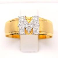 ราคา Happy Jewelry แหวนตัวอักษรตัว M หน้ากว้าง ขอบด้านในพ่นทรายสวยๆ ทองแท้ 9k 37 5 เพชรเกสร AL104 (17047405575)