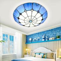 ราคา ไฟติดเพดานเมดิเตอร์เรเนียนกระจกสีฟ้าโคมไฟติดเพดานทิฟฟานี่สำหรับห้องนอนขนาด30 40 50 60ซม พร้อมชิป LED อุปกรณ์ติดตั้งน้ำหนักเบาทางเดินสำหรับห้องนั่งเล่น (19736698501)