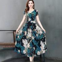 ราคา 2023 Boho Dress Women Floral Print Wrap Long Holiday Dress Ruffles Female Casual O Neck Beach A Line Beach Dress Party Vestidos (19674257194)