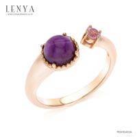 ราคา Lenya Jewelry แหวนเงินแท้ ชุบพิงค์โกลด์ ประดับอะเมทิสต์ Amethyst และ แซฟไฟร์สีชมพู Pink Sapphire ดีไซน์เรียบเก๋ ดูมีสไตล์ (15109645319)