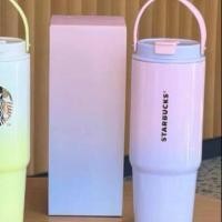 ราคา แก้วน้ำเก็บความเย็น starbucks งานสแตนเลส ขนาด820 ml ทนทาน ไม่ใช่งานสกรีน แถมสติ้กเกอร์ พร้อมส่ง Starbucks China 2023 Summer Fresh Gradient Green Collection SS304 (21193658850)