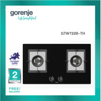 ราคา เตาแก๊สกระจกนิรภัยหัวคู่ หัวเตาทองเหลืองรมดำ ไฟแรง สีดำ สวยงาม กำลังไฟ 2 X 5 5 KW Model GTW722B TH Gorenje (18814132717)