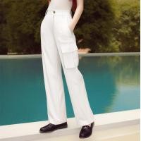 ราคา Closet Crush High waist cargo pant with double bag Off White กางเกงเอวสูงขายาวมีกระเป๋า (20874146529)