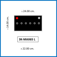 ราคา แบตเตอรี่รถยนต์ 3K รุ่น MAX65L MF 50Ah พร้อมใช้ ไม่ต้องเติมน้ำ สำหรับเก๋ง1300 1800cc (1720450882)