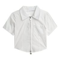 ราคา เสื้อครอปแขนสั้น คอปกโปโล มีซิป สไตล์เกาหลี สําหรับผู้หญิง A10 (20813018587)