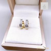 ราคา ต่างหูห่วงฝังเพชรสองแถวรุ่นทันสมัย (20279391117)