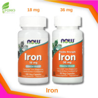 ราคา Exp2026 ธาตุเหล็ก Now Foods Iron Double Strength 36 mg 90Veg Capsules 18 mg 120 Veg Capsules (20969681514)