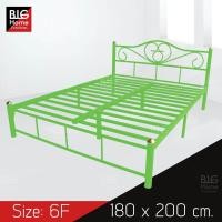 ราคา แพ็คใส่กล่อง เตียงเหล็ก 6 ฟุต เตียงเหล็กราคาถูก ขา2นิ้ว King Size ชำระปลายทางได้ ลายโลตัส มี5สี (482234055)