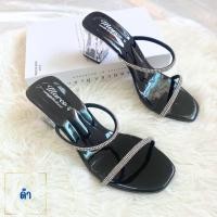 ราคา รองเท้าส้นแก้วไซส์ใหญ่ แบรนด์ Marco รุ่น B1021 ส้นสูง2นิ้ว ดีไซน์สายคาดเพชรด้านหน้า 2 เส้น มีไซส์41 45 (21167721501)