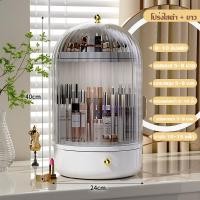 ราคา กล่องเก็บแปรงแต่งหน้า ที่เก็บแปรงแต่งหน้า มีฝาปิด หมุนได้ 360 องศา กันน้ำและกันฝุ่น ขนาด 24 24 40ซม (20628256191)